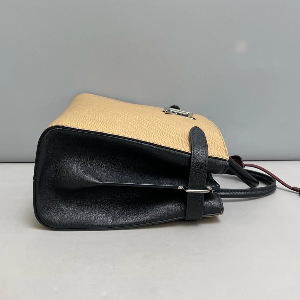 Louis Vuitton Twist Tote Epi Leather Top Handle Crossbody Beige Silver Women