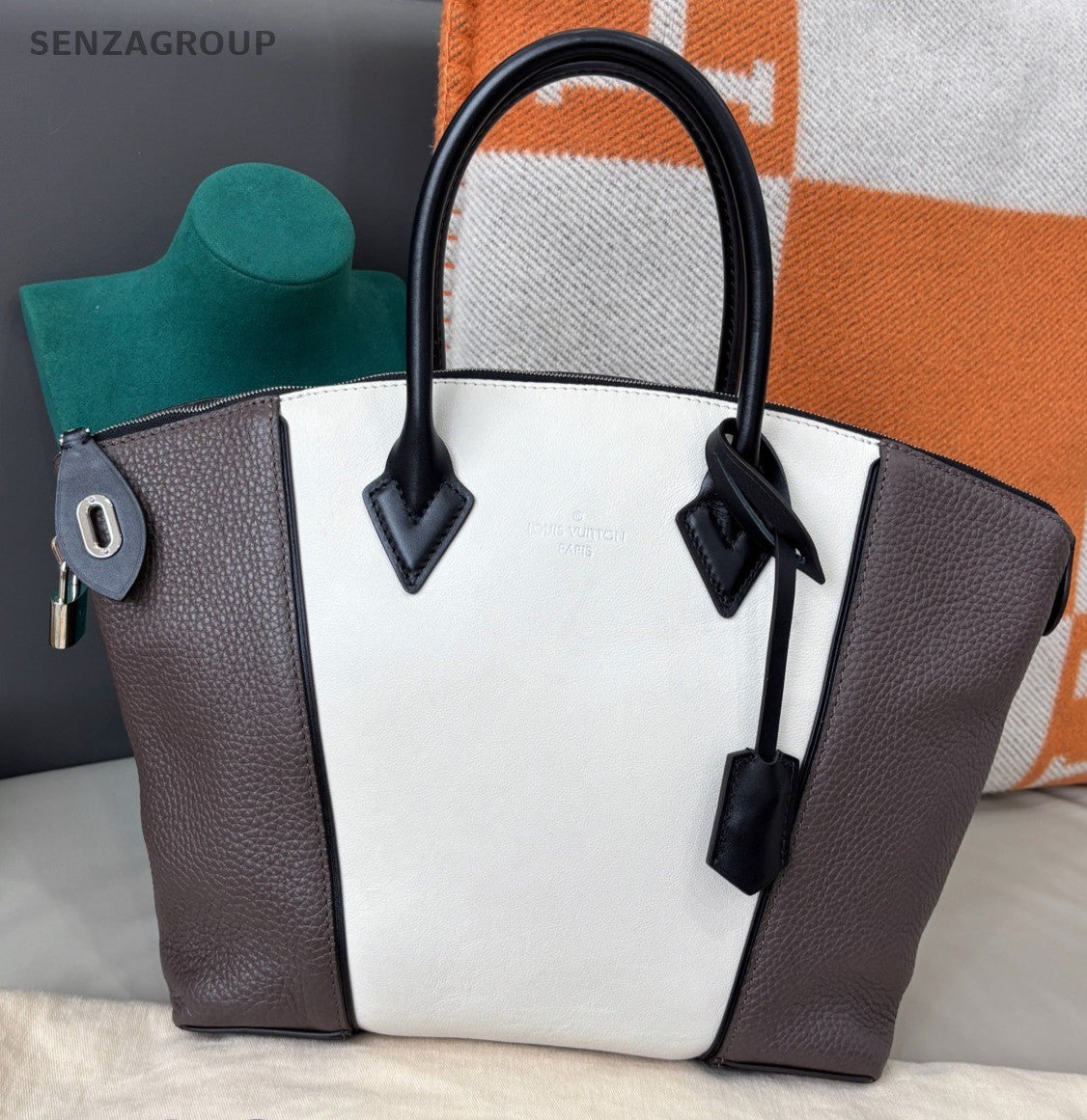 Louis Vuitton Lockit Top Handle Bag Gray Silver Used Women Classic Designer