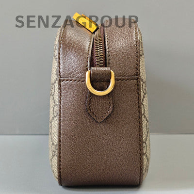 GUCCI Tiger Head Camera Bag Beige Brown Gold Buckle Shoulder Crossbody
