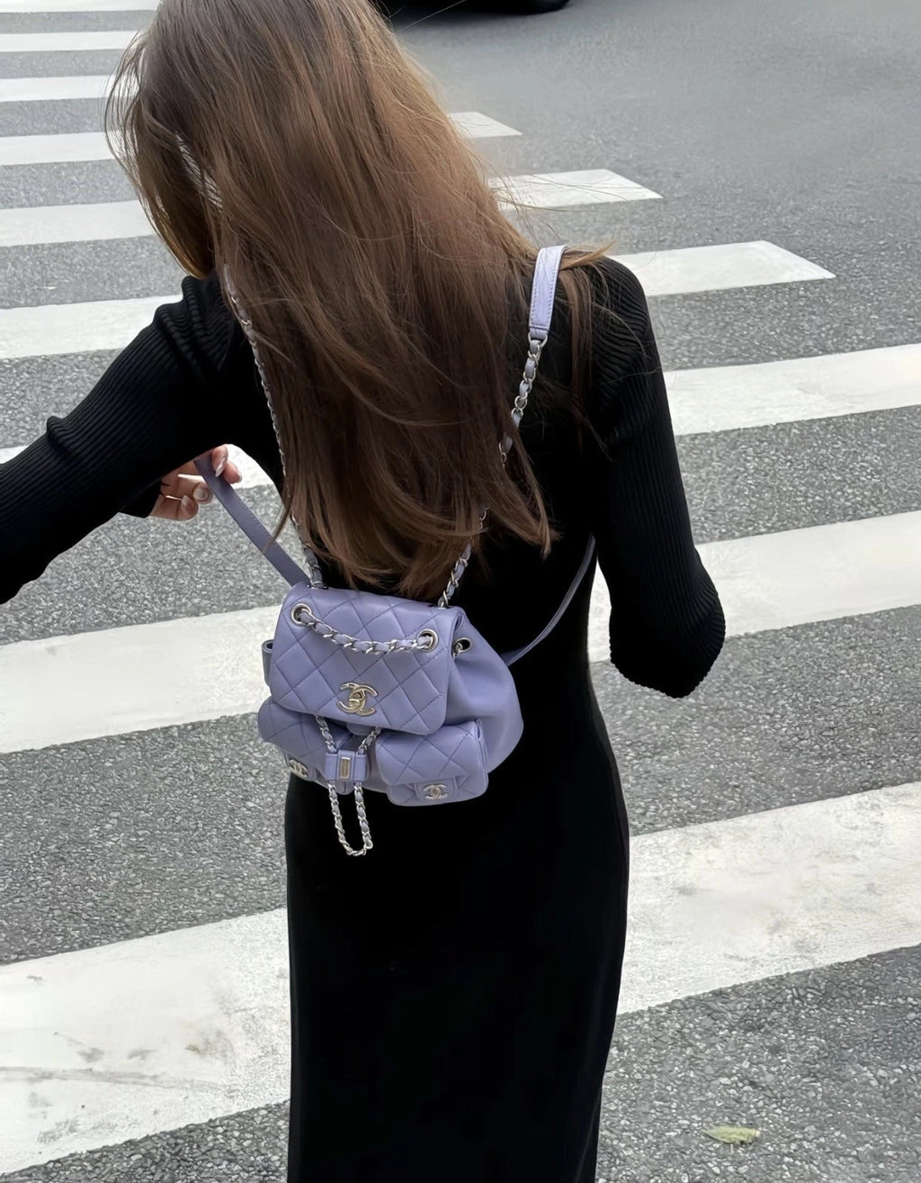 CHANEL Purple Leather Small Duma Backpack For Women