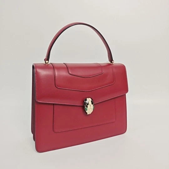 Bvlgari Serpenti Forever Red Leather Shoulder Crossbody Bag For Women