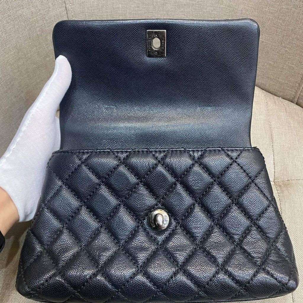 Chanel Coco Handle Small Black Silver Chain Shoulder Bag Classic Women