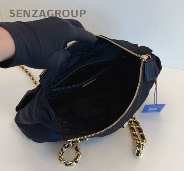 Prada Quilted Canvas Shoulder Crossbody Bag Classic Black Women