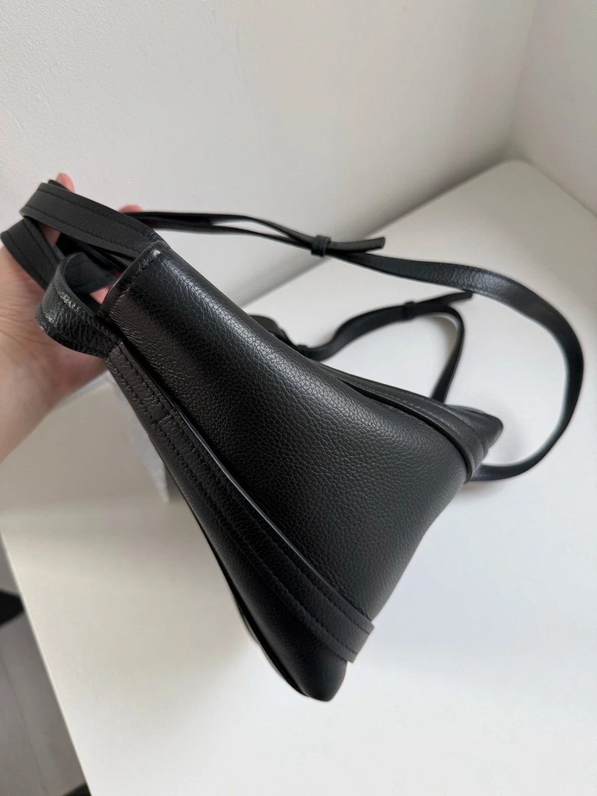 Authentic Balenciaga Bazar Calfskin Black 2Way Handbag Crossbody
