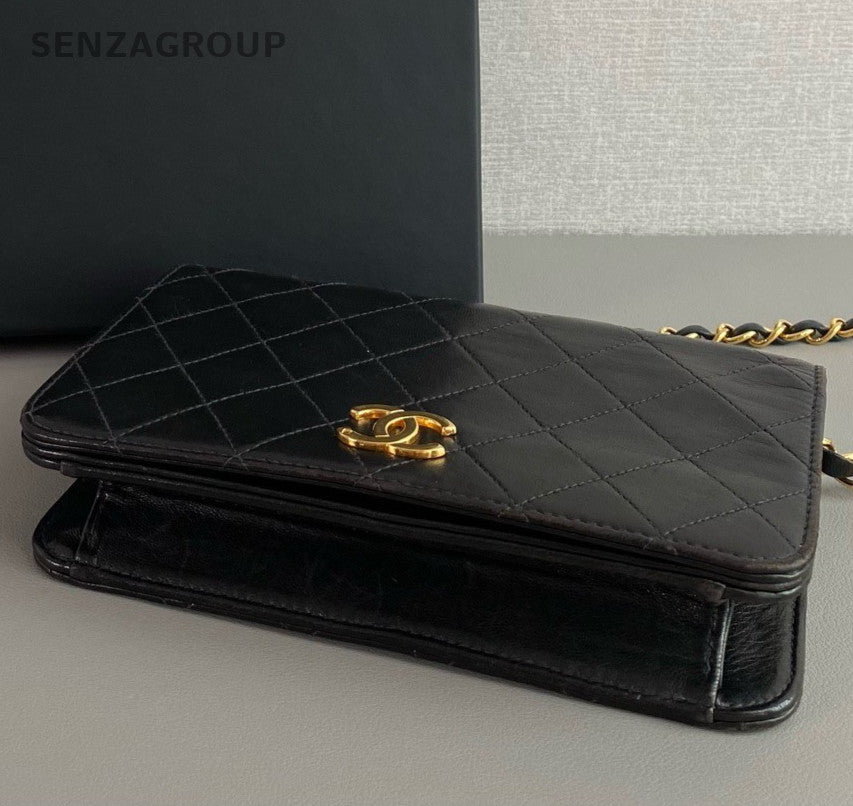 Chanel WOC Vintage Lambskin Chain Shoulder Bag Crossbody Black  Women Classic