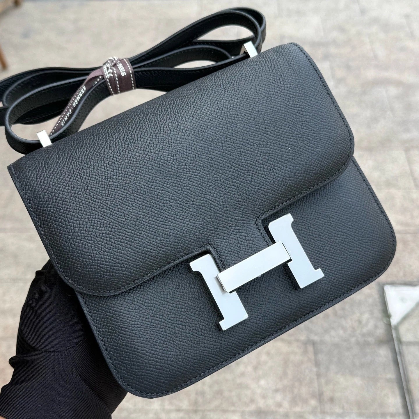 Hermes Constance19 Black Epsom Leather Shoulder Bag Women