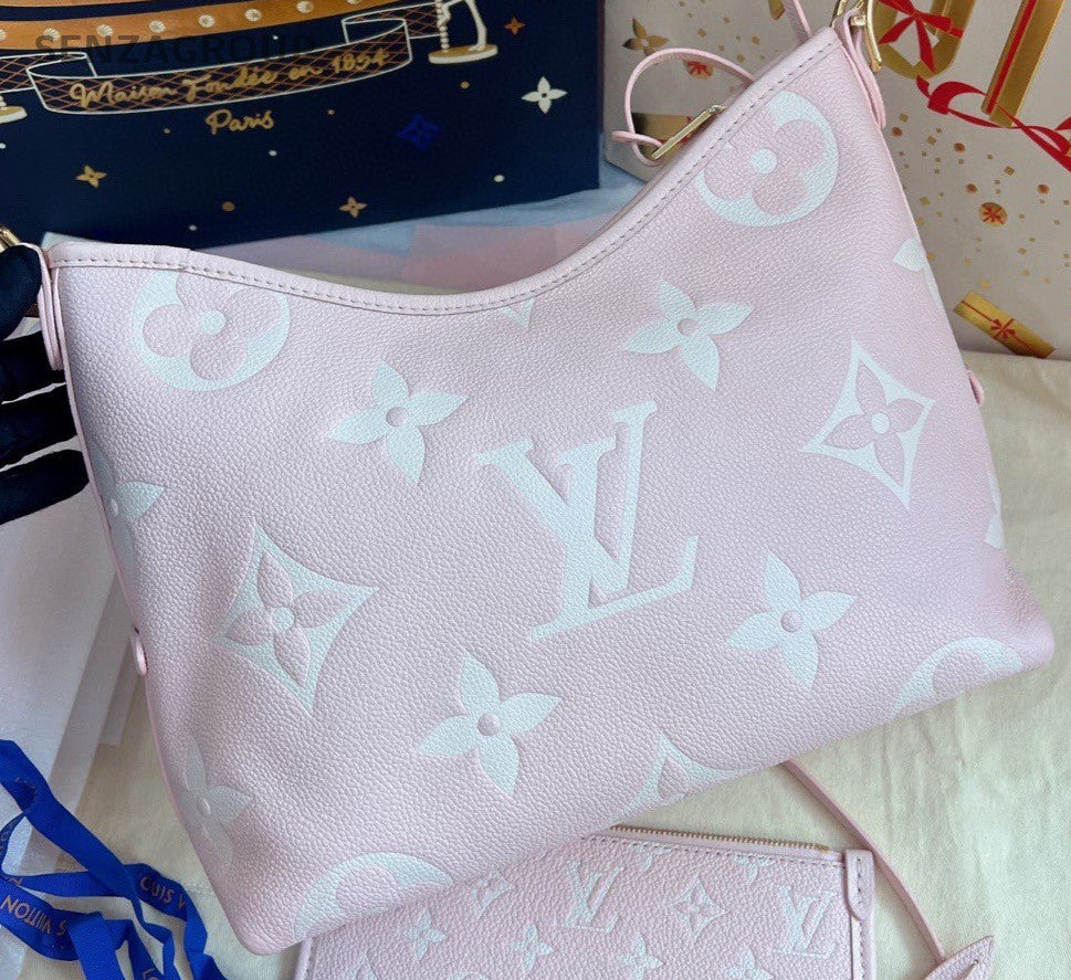 Louis Vuitton Carryall PM 2Way Shoulder Bag Crossbody Pink Gold Women Classic