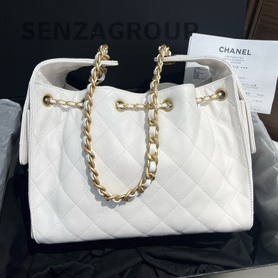 Chanel Classic Small White Caviar Leather Chain Shoulder Bag