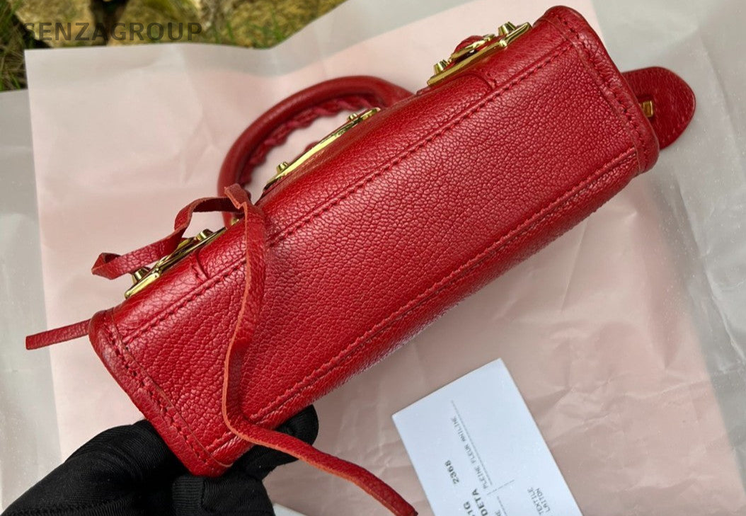 Balenciaga City mini Top Handle 2way Shoulder Handbag Red Gold Women