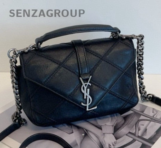 YSL Saint Laurent College Black Silver Shoulder bag Crossbody