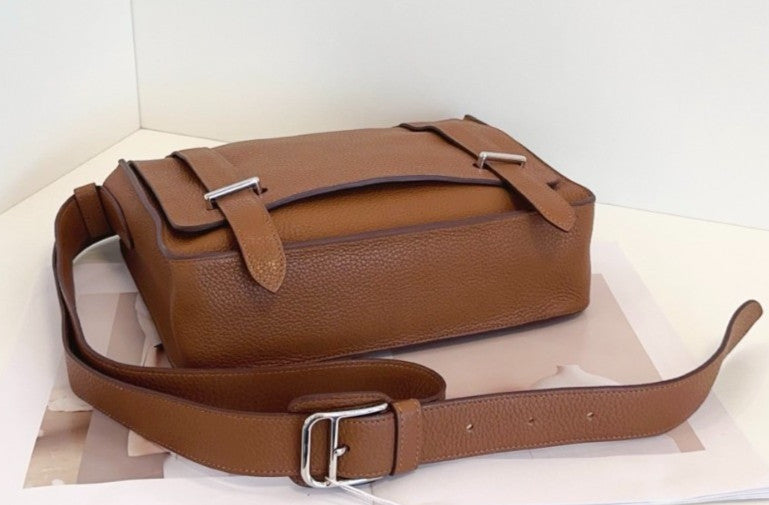 Hermes Steve PM TC Leather Shoulder bag Crossbody Brown Gold