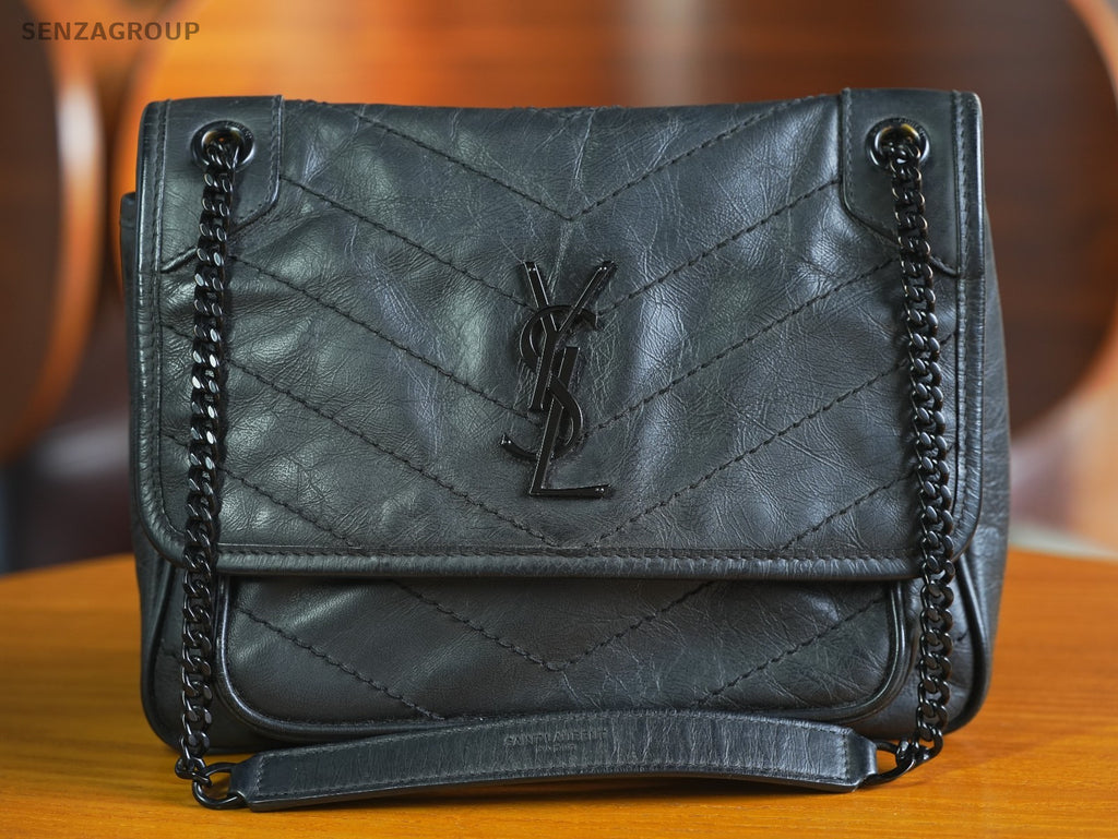 Saint Laurent YSL Niki medium Black Leather Shoulder Crossbody bag