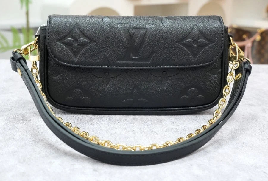 Louis Vuitton Ivy Chain Monogram Empreinte Black Gold Shoulder Bag Chain Bag