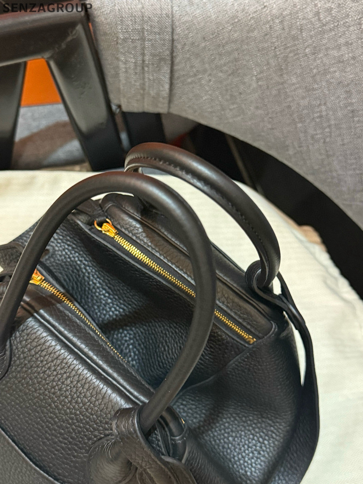 Hermes Lindy 26 Bag Black Gold Togo Leather Handbag Shoulder Bag Women