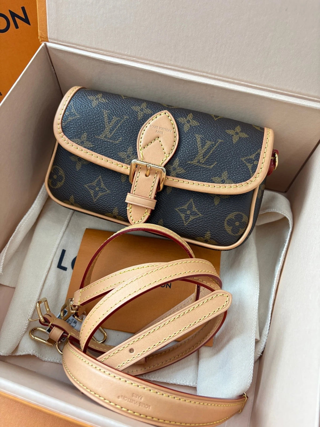 Louis Vuitton Nano Baguette Monogram Canvas Shoulder Bag Women