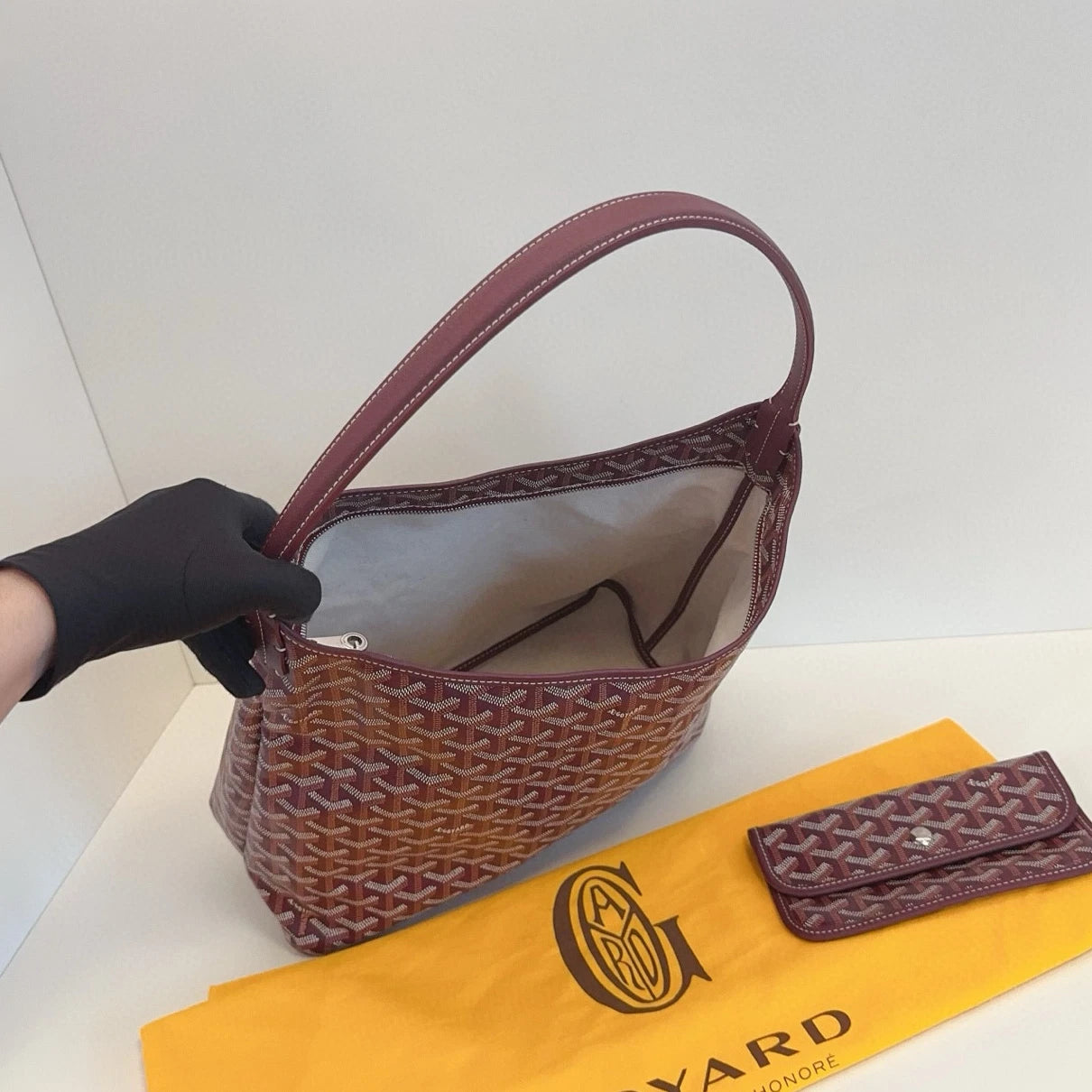 Goyard Boheme Hobo Shoulder Bag Red Silver Used Women Classic