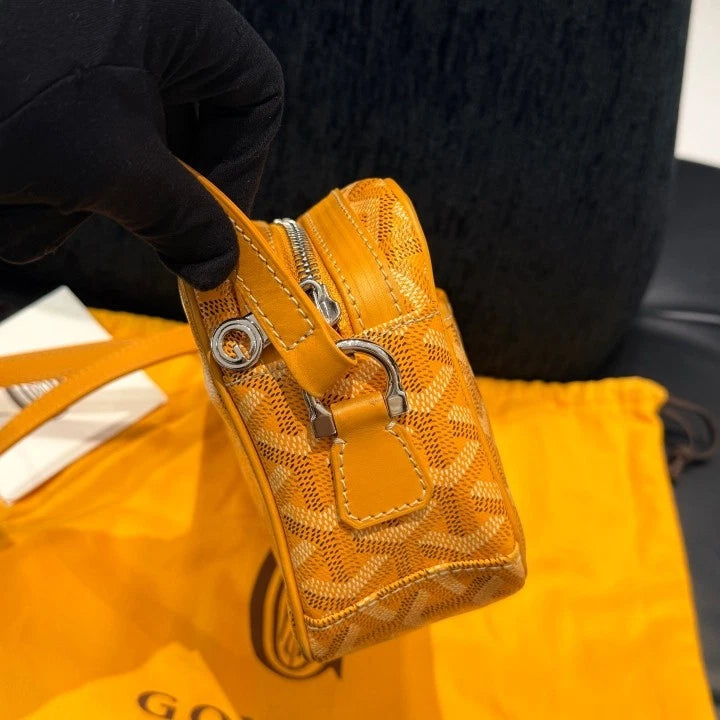 Goyard Canvas Camera Bag Monogram Yellow Silver Shoulder Bag Crossbody Women D