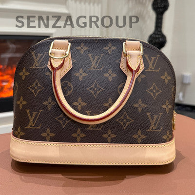 Louis Vuitton Alma BB Monogram Canvas Brown Gold Zipper Top Handle Bag