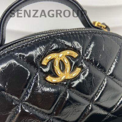 Chanel 23K Black Mini Handbag Shoulder Crossbody Bag Gold Hardware Women