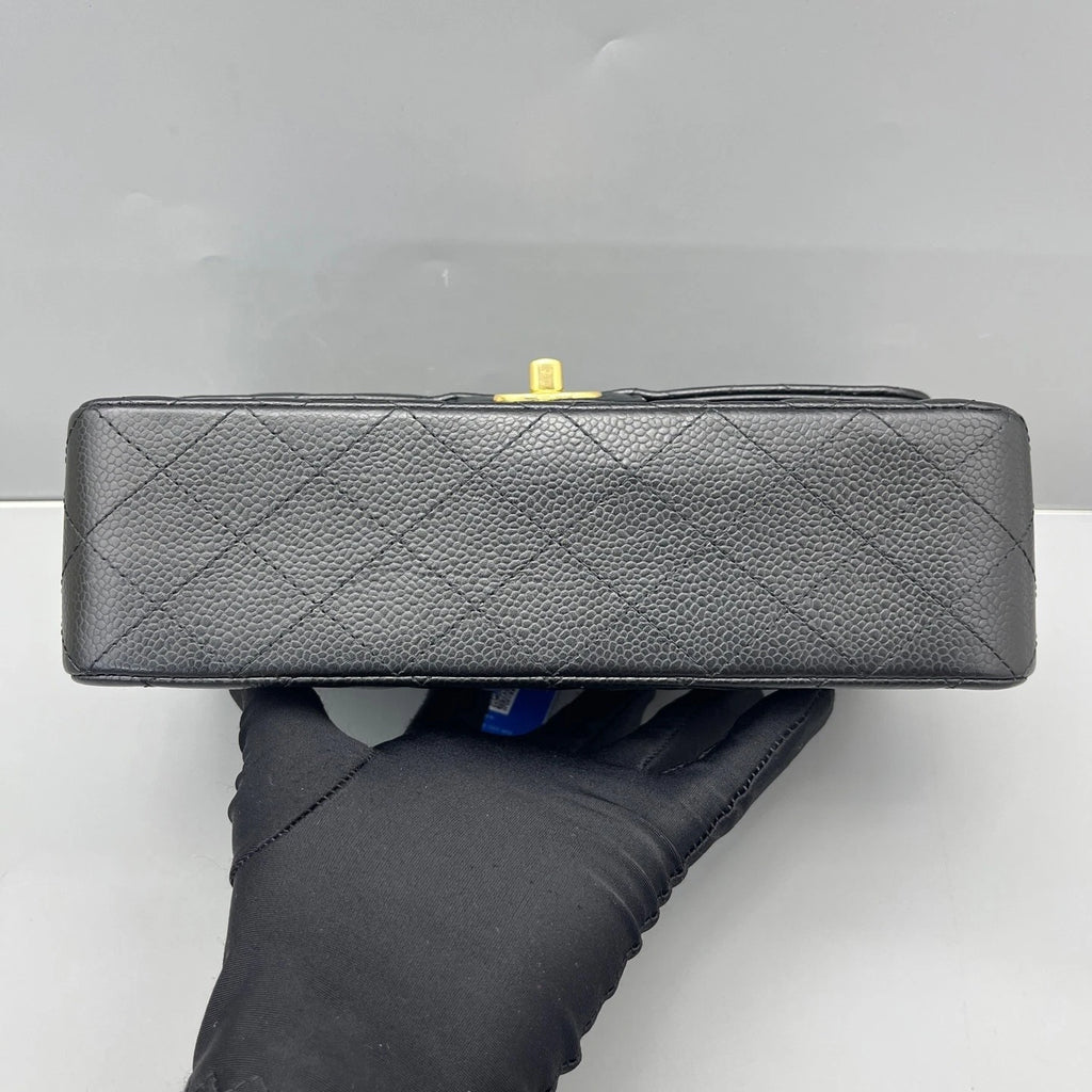 CHANEL Black Leather Classic Flap Small Shoulder Bag For Women