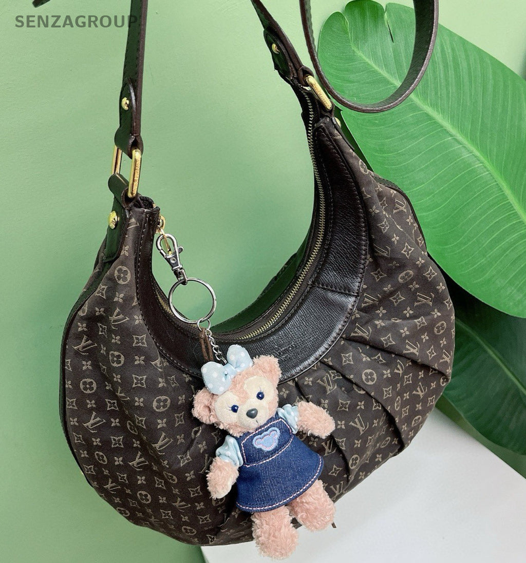 Louis Vuitton Denim Monogram Shoulder Bag Brown Gold Used Women Classic