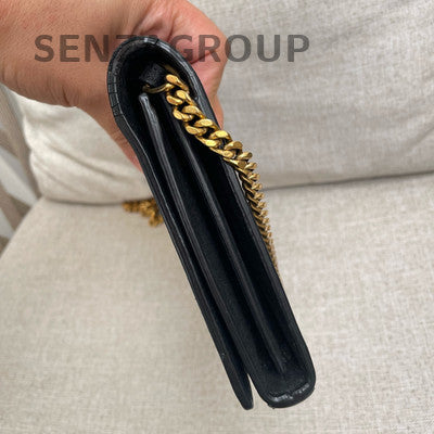 Saint Laurent WOC Black Gold Chain Crossbody Bag Classic Women's