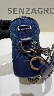 Chanel Denim Blue Gold Chain Shoulder Bag Women Fashion