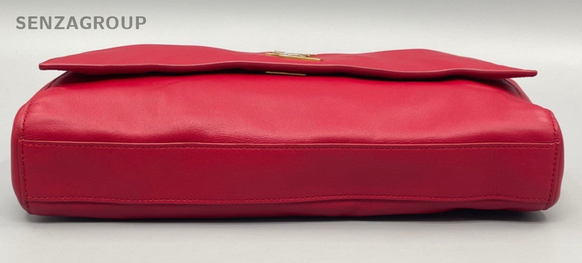 Saint Laurent Kate MM Suede Chain Shoulder Bag Crossbody Red Gold Women Classic