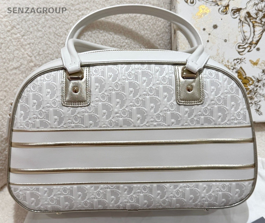 Christian Dior Vibe MM Top Handle Shoulder Crossbody Bag White Women
