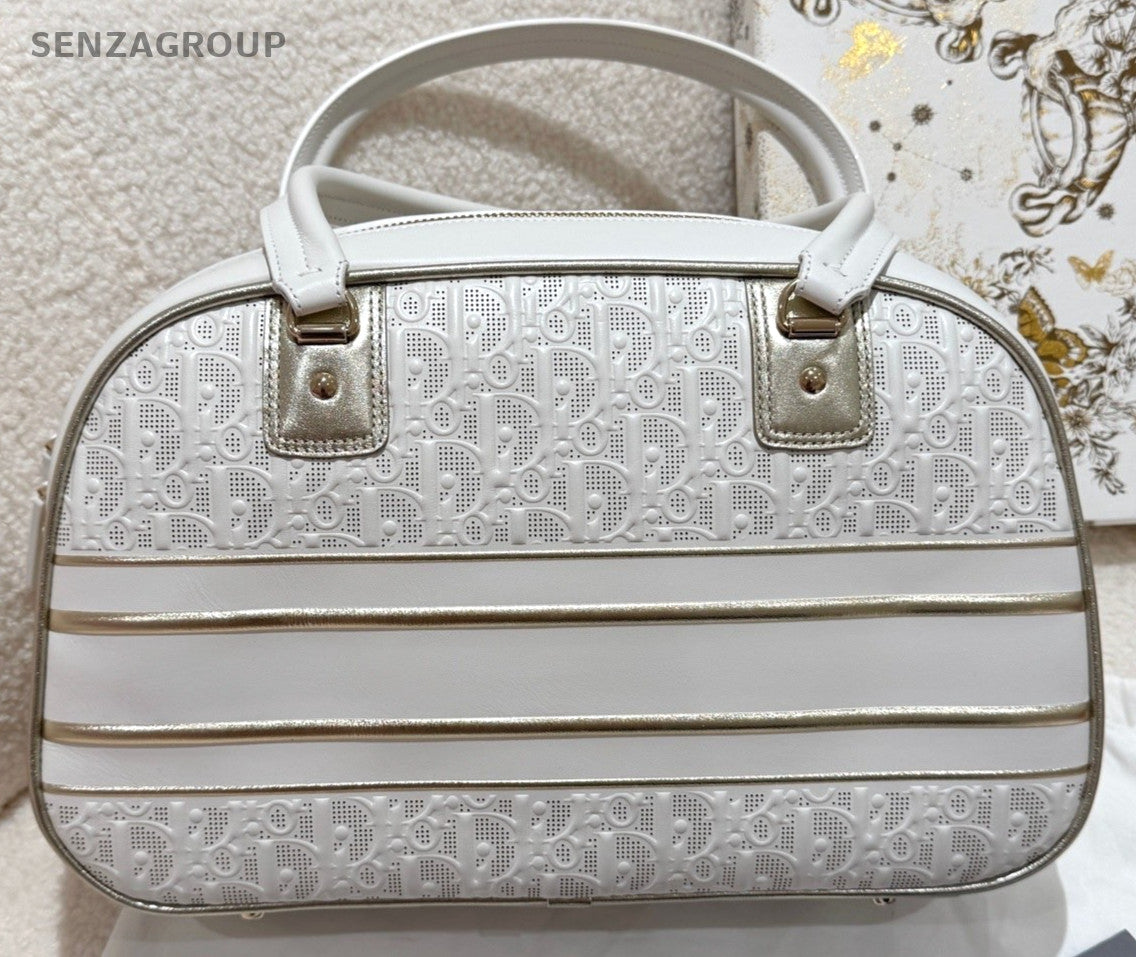 Christian Dior Vibe MM Top Handle Shoulder Crossbody Bag White Women