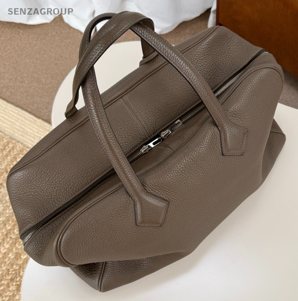 Hermes Victoria Top Handle Bag Gray Silver Used Women Classic