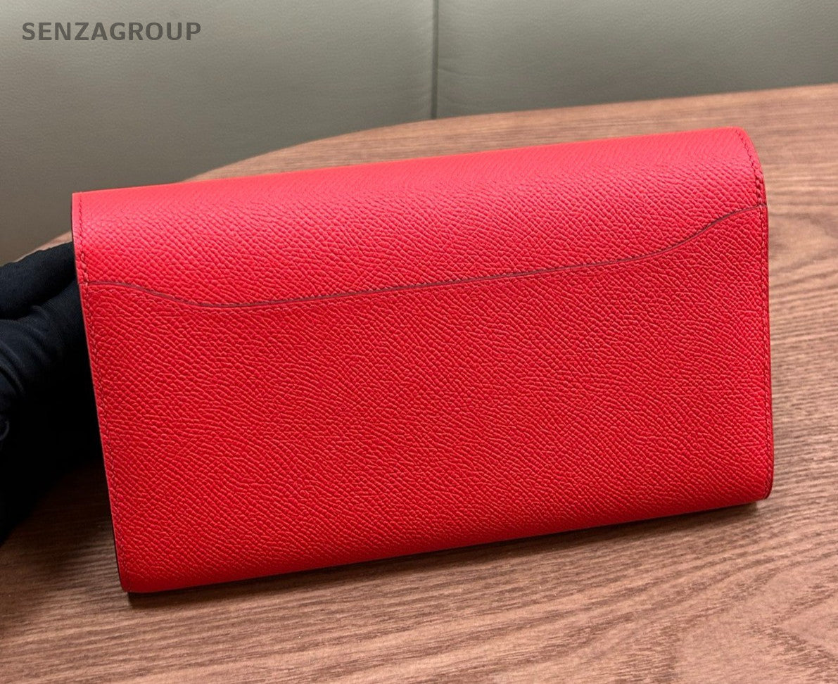 Hermes Constance Wallet Heart-shaped red enamel Epsom Leather Women
