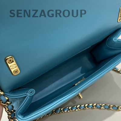 Chanel 24C Blue Gold CC Crystal Chain Shoulder Bag - Fashion Women