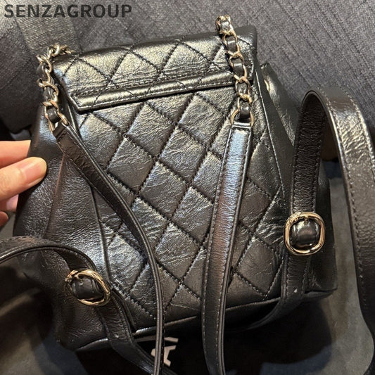 Chanel Black Calfskin Duma Backpack Small Quilted Classic Women's Bag