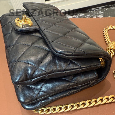 Chanel Classic Flap Black Gold Chain Shoulder Crossbody Bag Quilted
