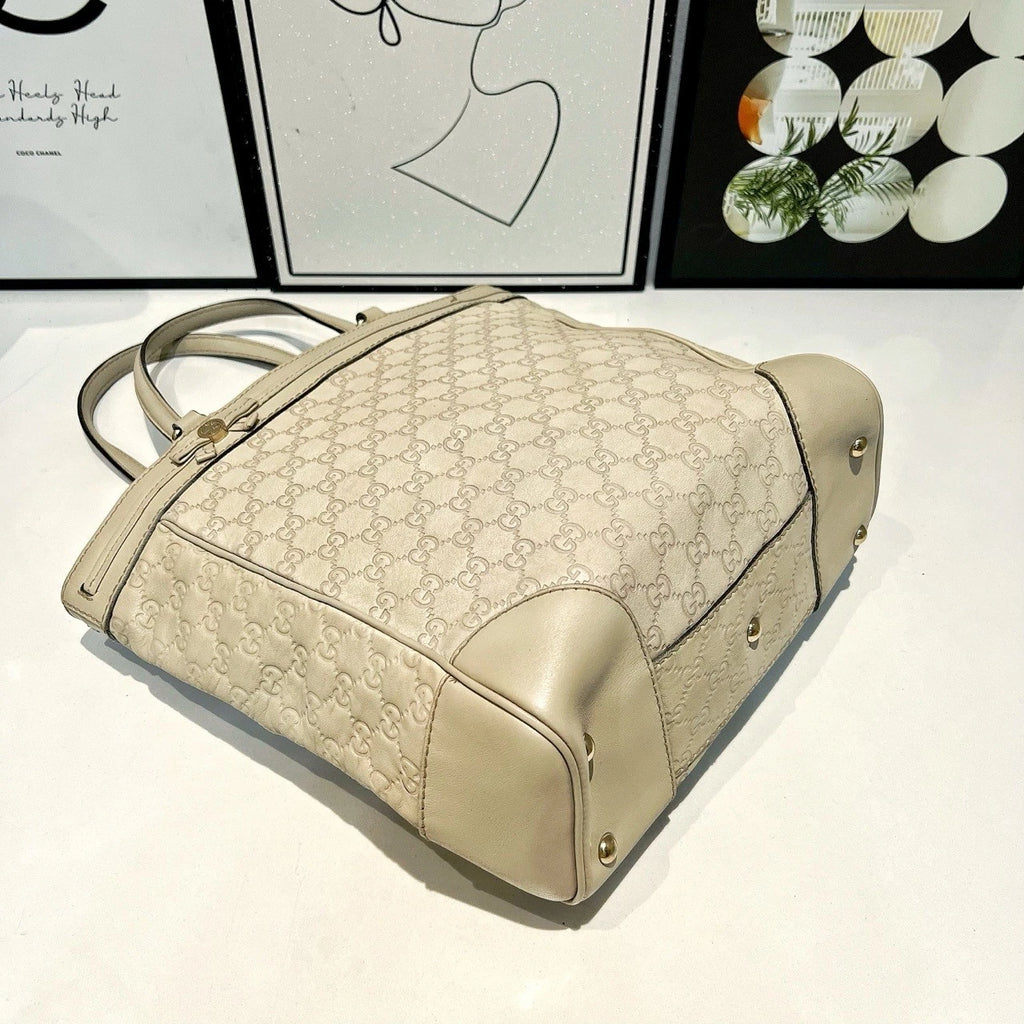 Gucci White Printed Leather Tote Shoulder Handbag for Women