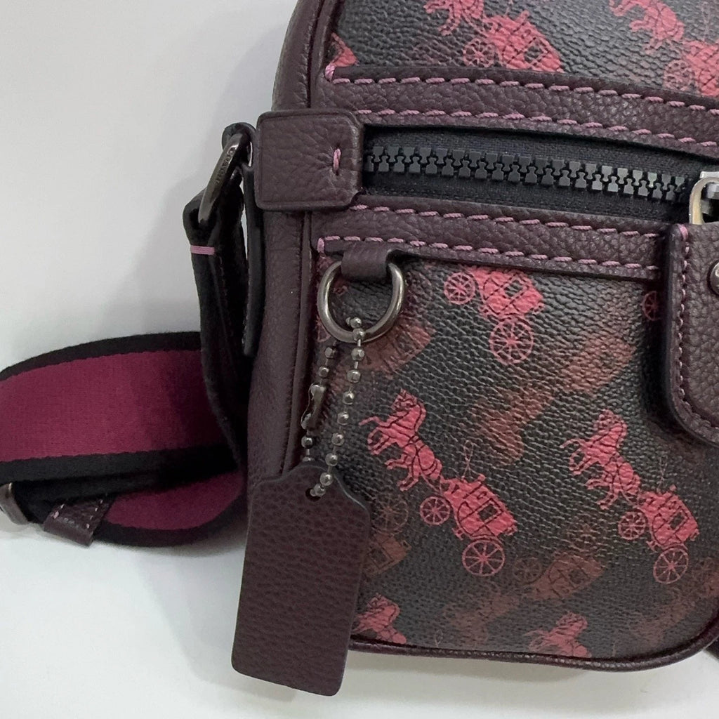 Coach Mini Canvas Leather Horse Carriage Print Shoulder Crossbody Bag For Women