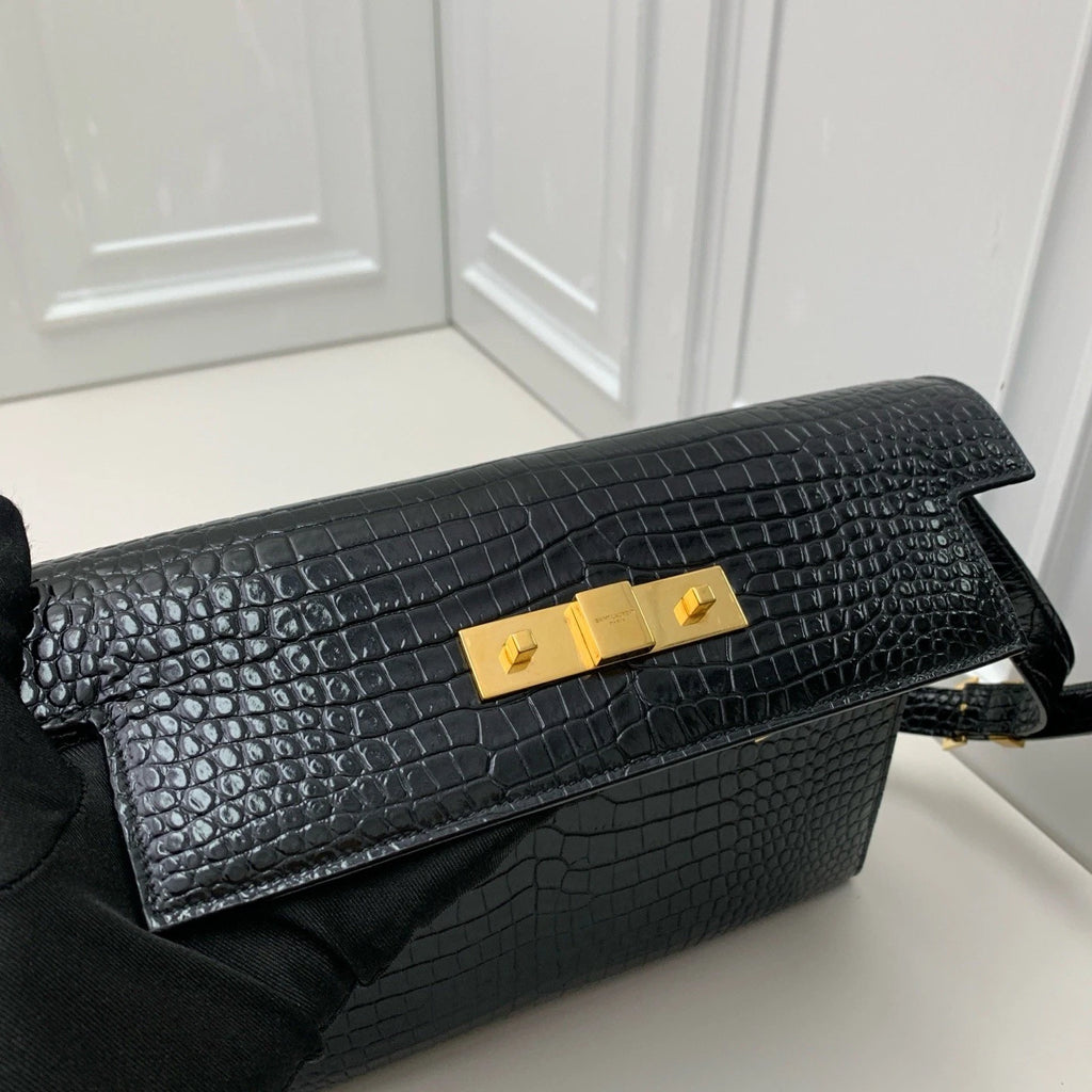 Saint Laurent Manhattan Black Shoulder Crossbody Bag Gold Hardware Women