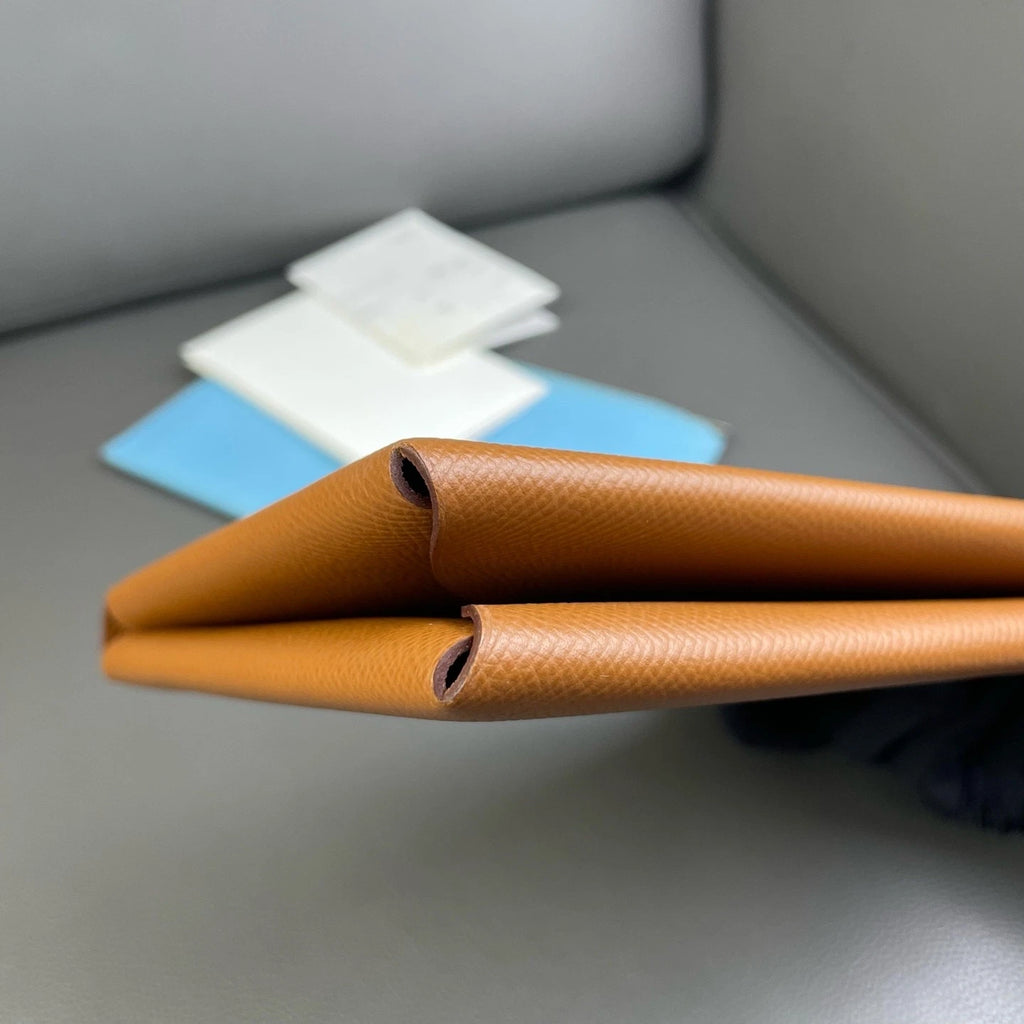 Hermes Calvi Epsom Leather Folded Clutch Bag For Women
