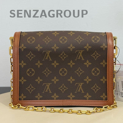 Louis Vuitton Dauphine MM Monogram Chain Shoulder Bag Gold Hardware