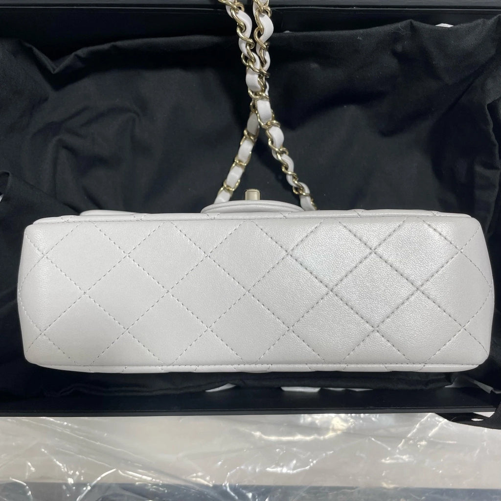 New CHANEL Classic Flap Big Mini Gray Lamskin Shoulder Bag For Women