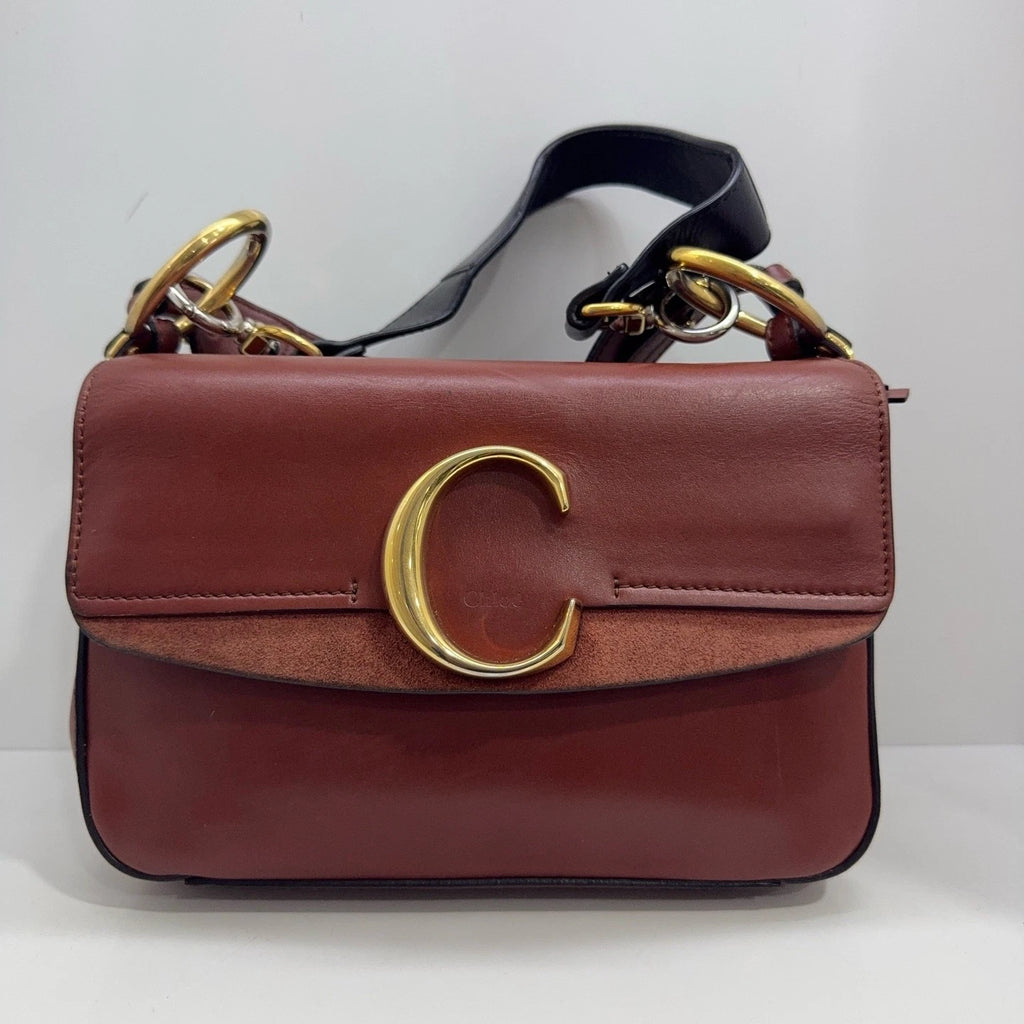 Chloe C Bag Women's Brown Red Patchwork Shoulder Crossbody Handbag