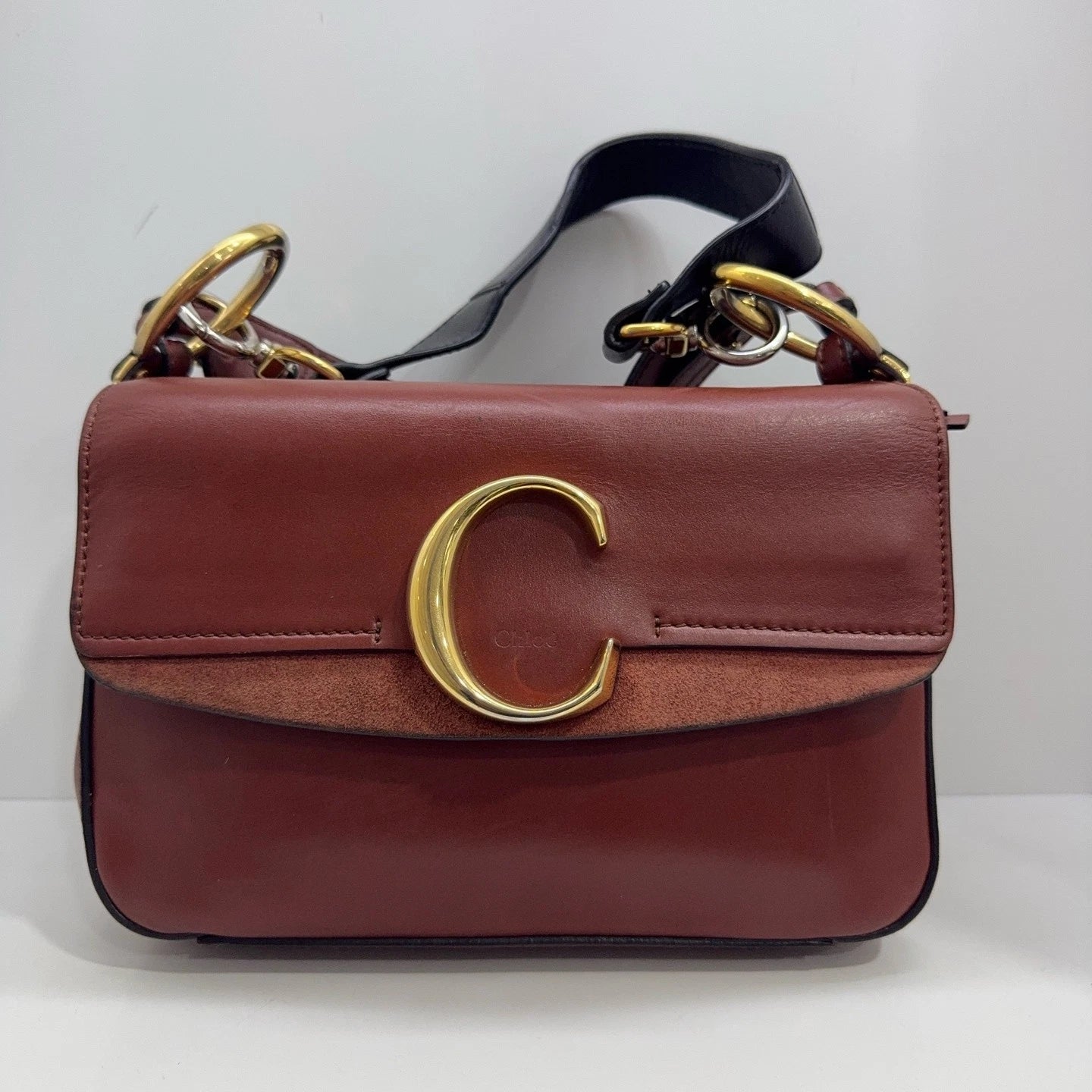 Chloe C Bag Women's Brown Red Patchwork Shoulder Crossbody Handbag