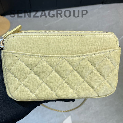 Chanel WOC Phone Chain Crossbody Bag Yellow Gold Hardware Calfskin