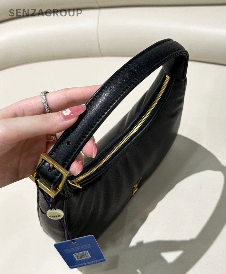 YSL Saint Laurent Lambskin Underarm Shoulder Bag Women Black Almost Brand new