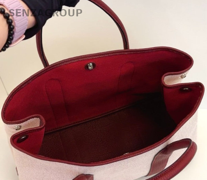 Hermes GardenParty36 Top Handle Bag Pink Red Silver Women Classic