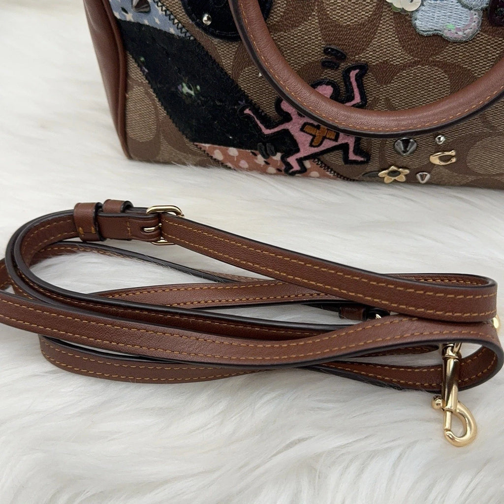 Coach Brown Signature Boston Crossbody Handbag Shoulder Bag For Women