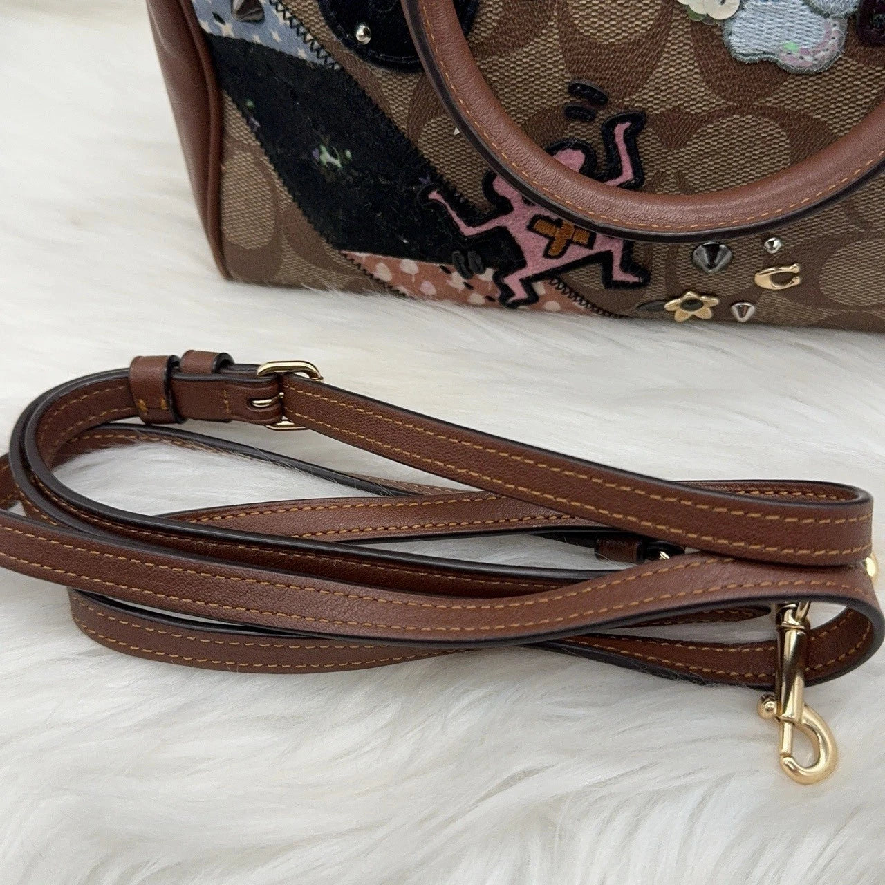Coach Brown Signature Boston Crossbody Handbag Shoulder Bag For Women