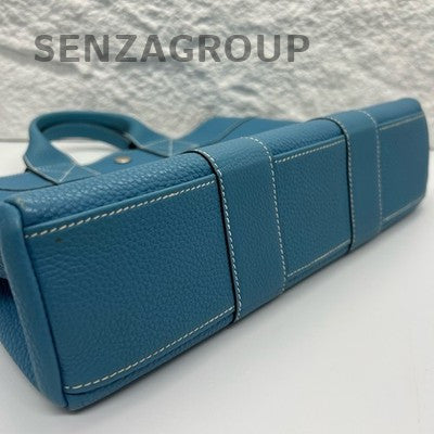 Vintage Hermès Togo Blue Tote Bag Women's Briefcase Silver Hardware