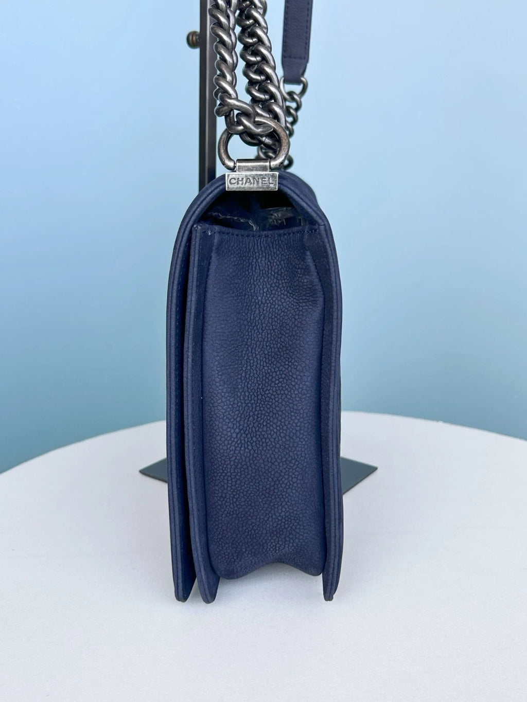 Chanel Leboy Calfskin GM Shoulder Bag Crossbody Bag Blue Women